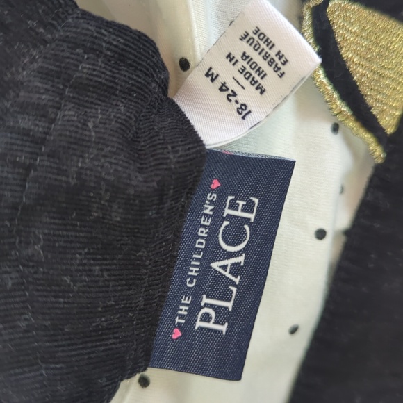 The Children's Place Black Cat Overalls with Gold Accents. Size 18-24 Months. - Picture 3 of 3